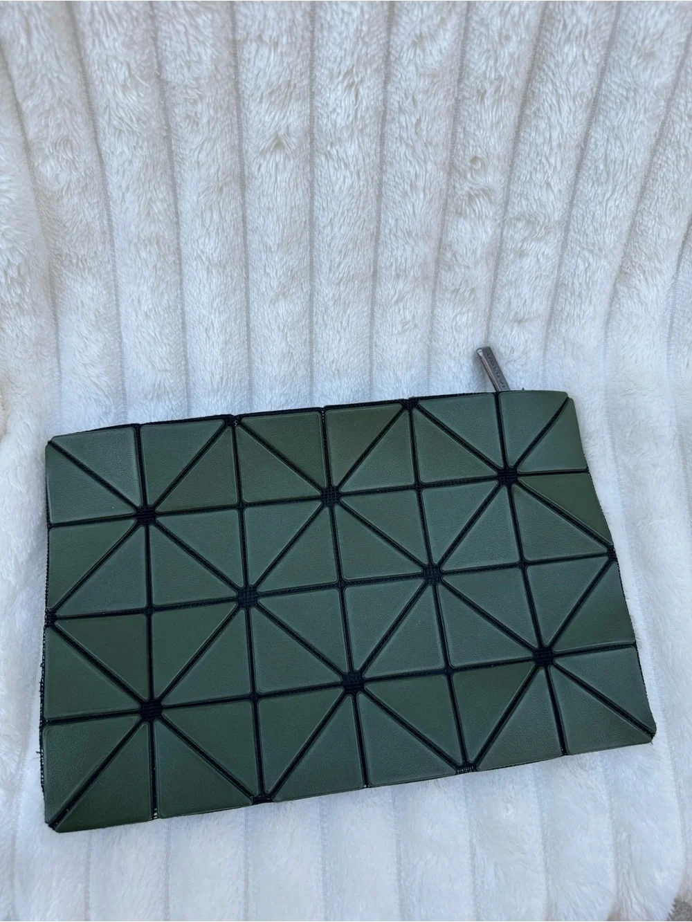 Issey Miyake Geometric Patent Zip Pouch